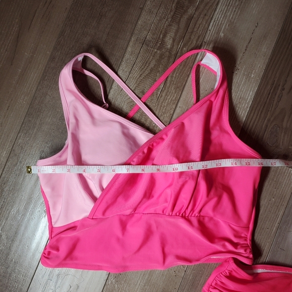 SOLY HUX Women's Plus Size Color Block Swimsuit Ruched High Waist Hot Pink 1XL - Picture 7 of 16